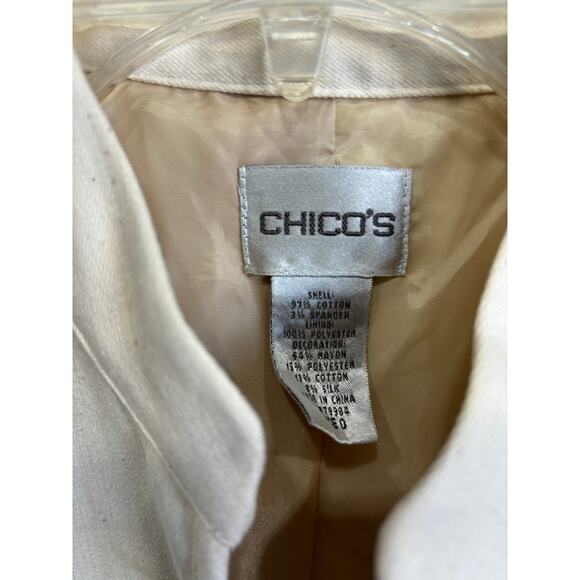 Chicos Jacket Embroidered Cut Out Cotton Open Front Womens Size Small Excellent - Picture 3 of 5